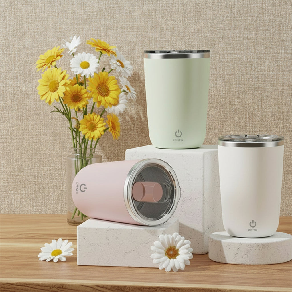 Lumé Mug (350ml) Automatic Self-Stirring Stainless Steel Mug [Instant Mix]