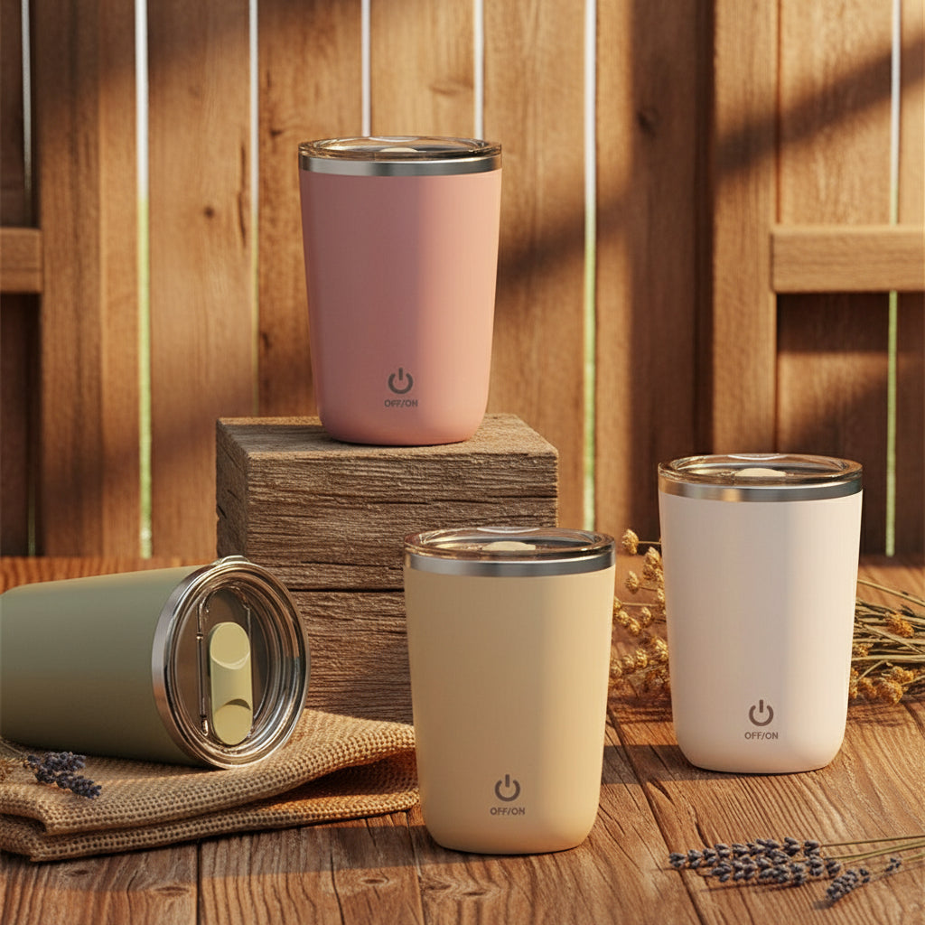 Lumé Mug (350ml) Automatic Self-Stirring Stainless Steel Mug [Instant Mix]