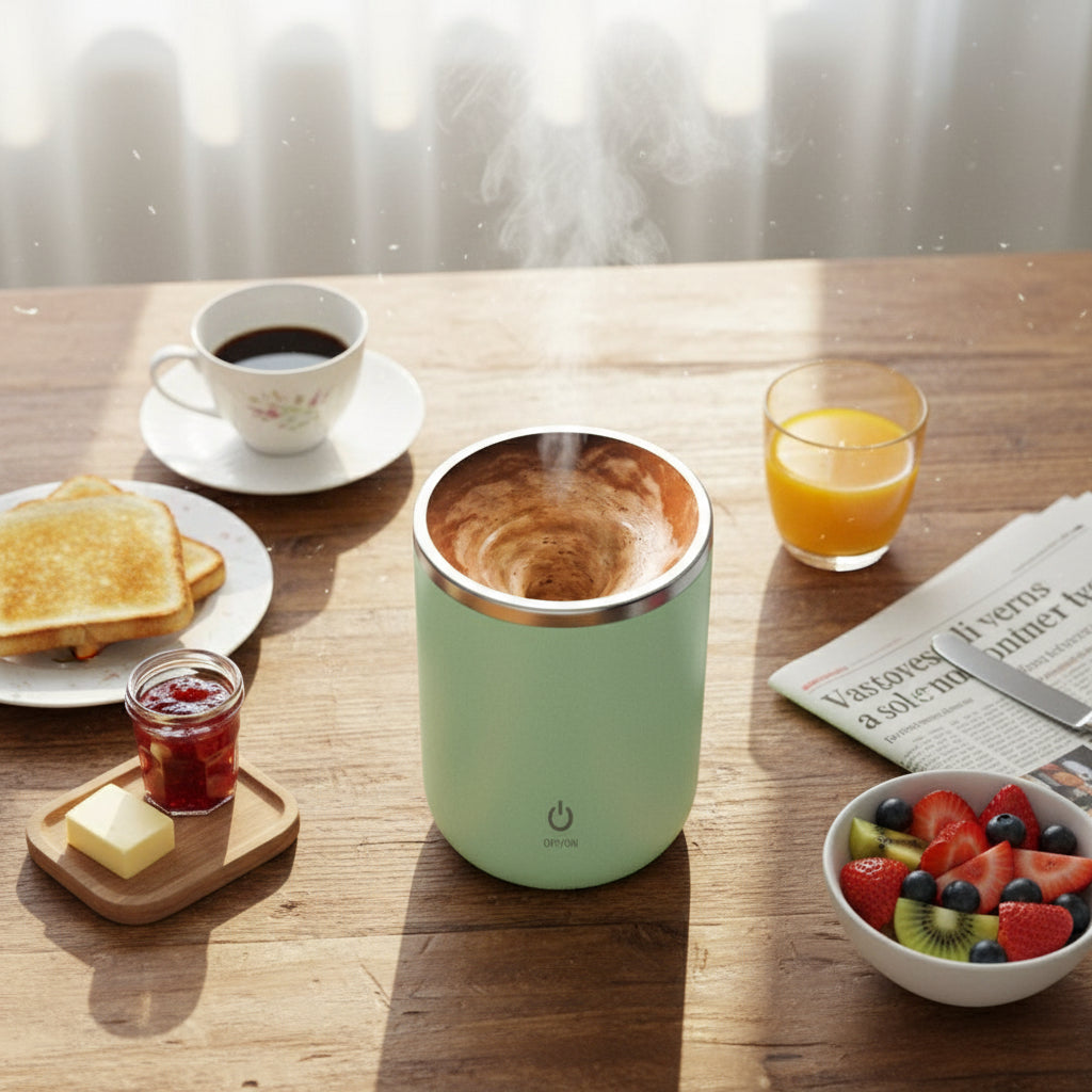 Lumé Mug (350ml) Automatic Self-Stirring Stainless Steel Mug [Instant Mix]