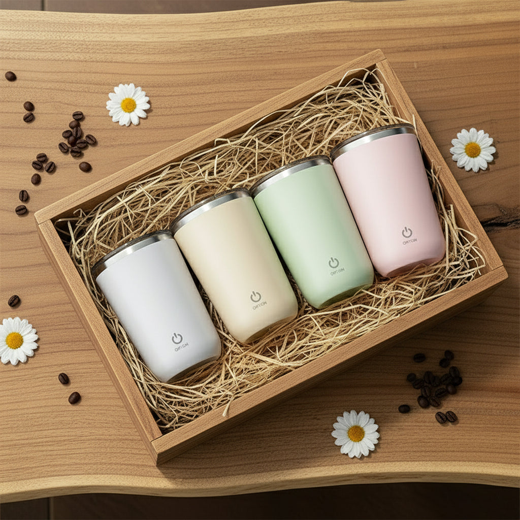 Lumé Mug (350ml) Automatic Self-Stirring Stainless Steel Mug [Instant Mix]